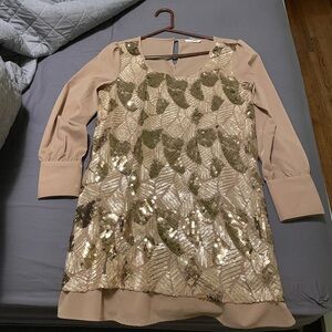 Blu Pepper Gold and Tan Sequin Mini Dress